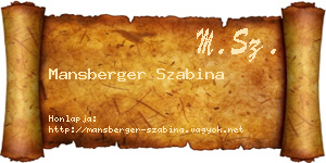 Mansberger Szabina névjegykártya